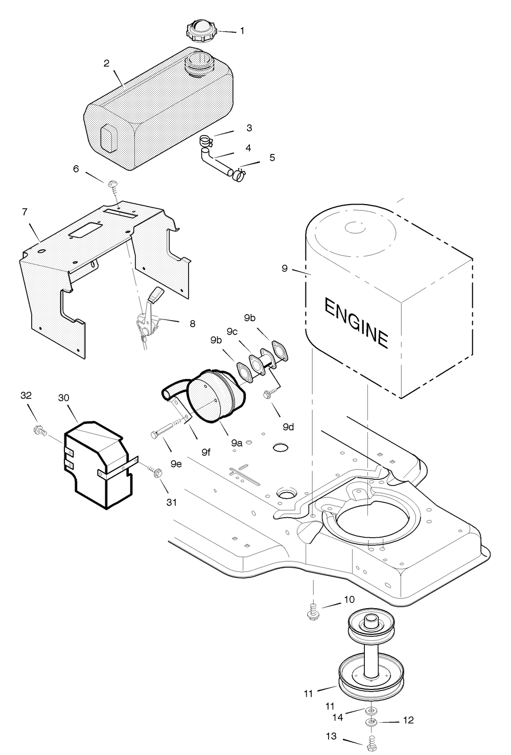 Engine Mount Diagram and Parts List for 387002X83A 2004 Briggs and Stratton Lawn Tractor
